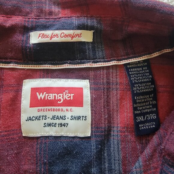 Wrangler XXXL Flannel Shirt metal buttons red/orange/black/gray - Picture 2 of 6